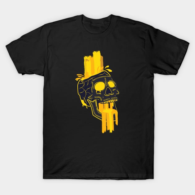 Gold Paint Skull T-Shirt by PixelSamuel